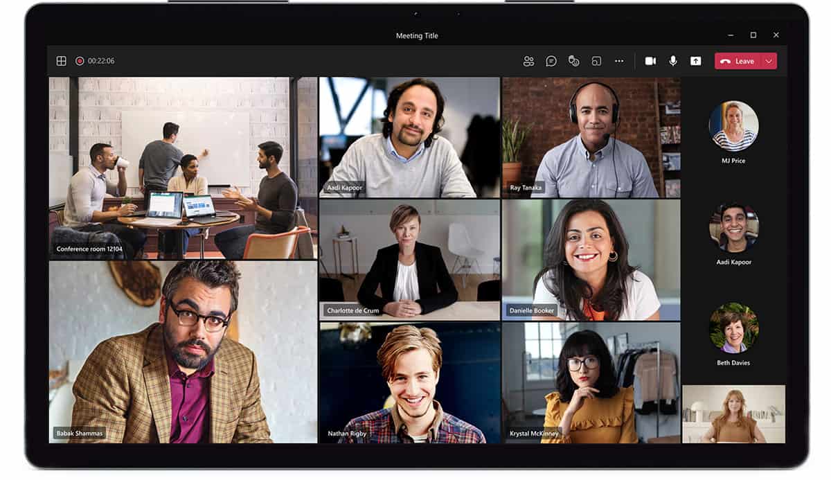Microsoft 365 Teams Meeting auf einem Tablet