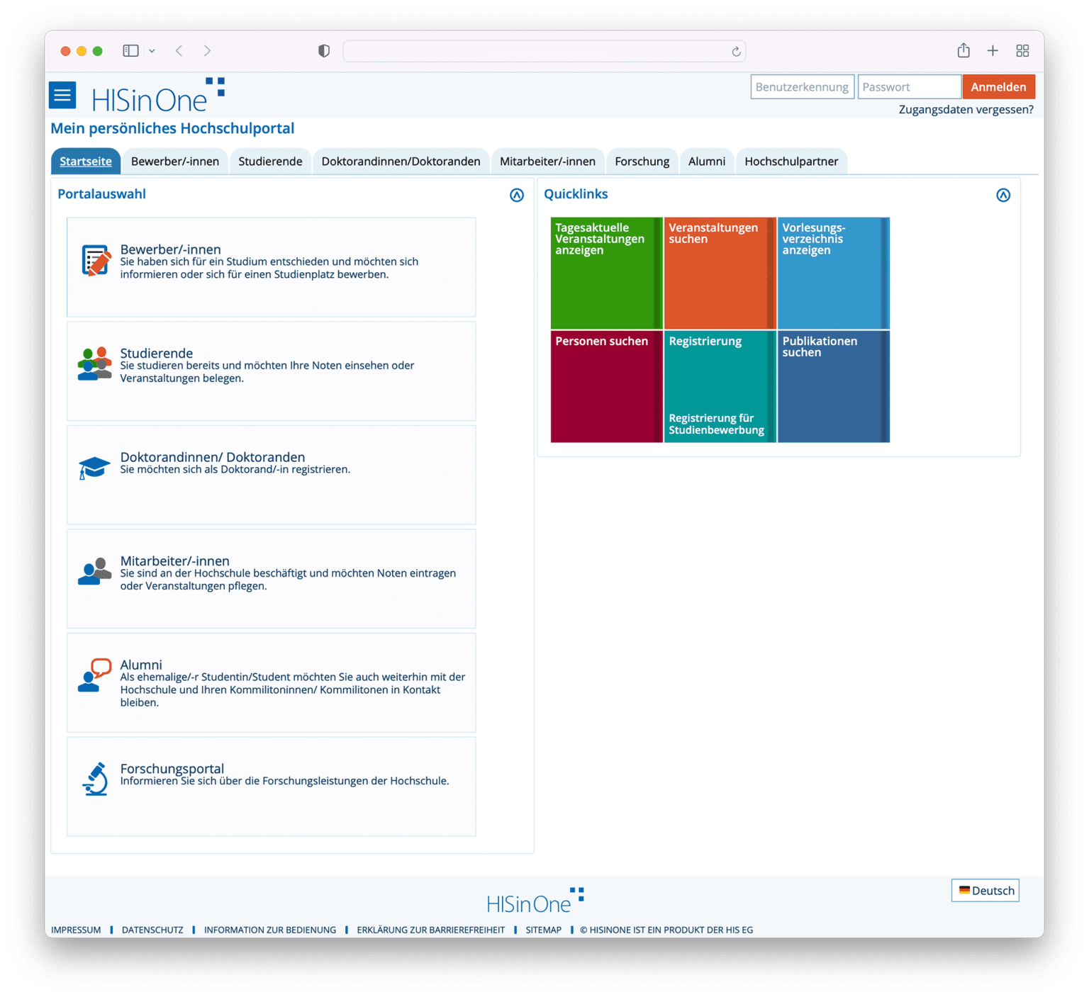 Hochschul Software HISinOne Campus Management im Webbrowser