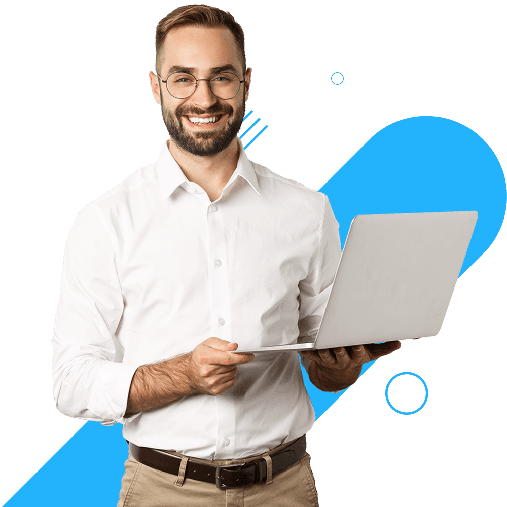 IT Service Rostock Business Mann mit Laptop