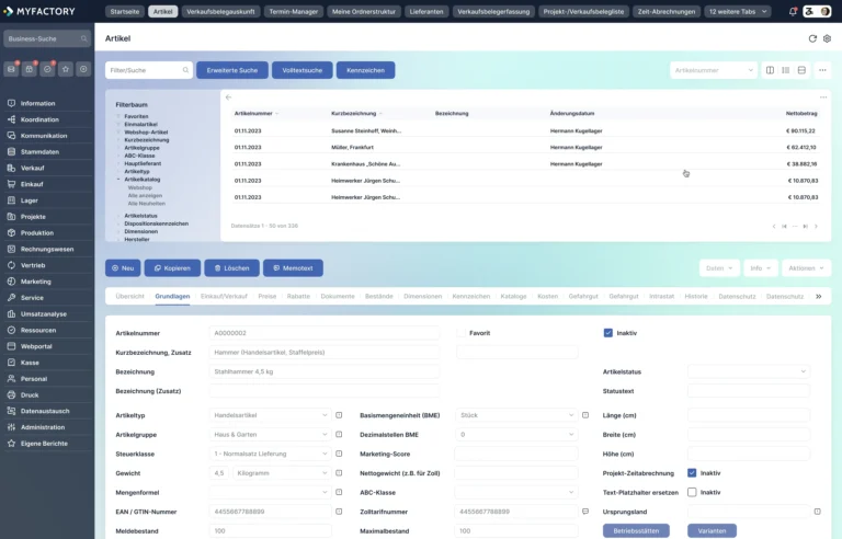 myfactory ERP Screenshoot