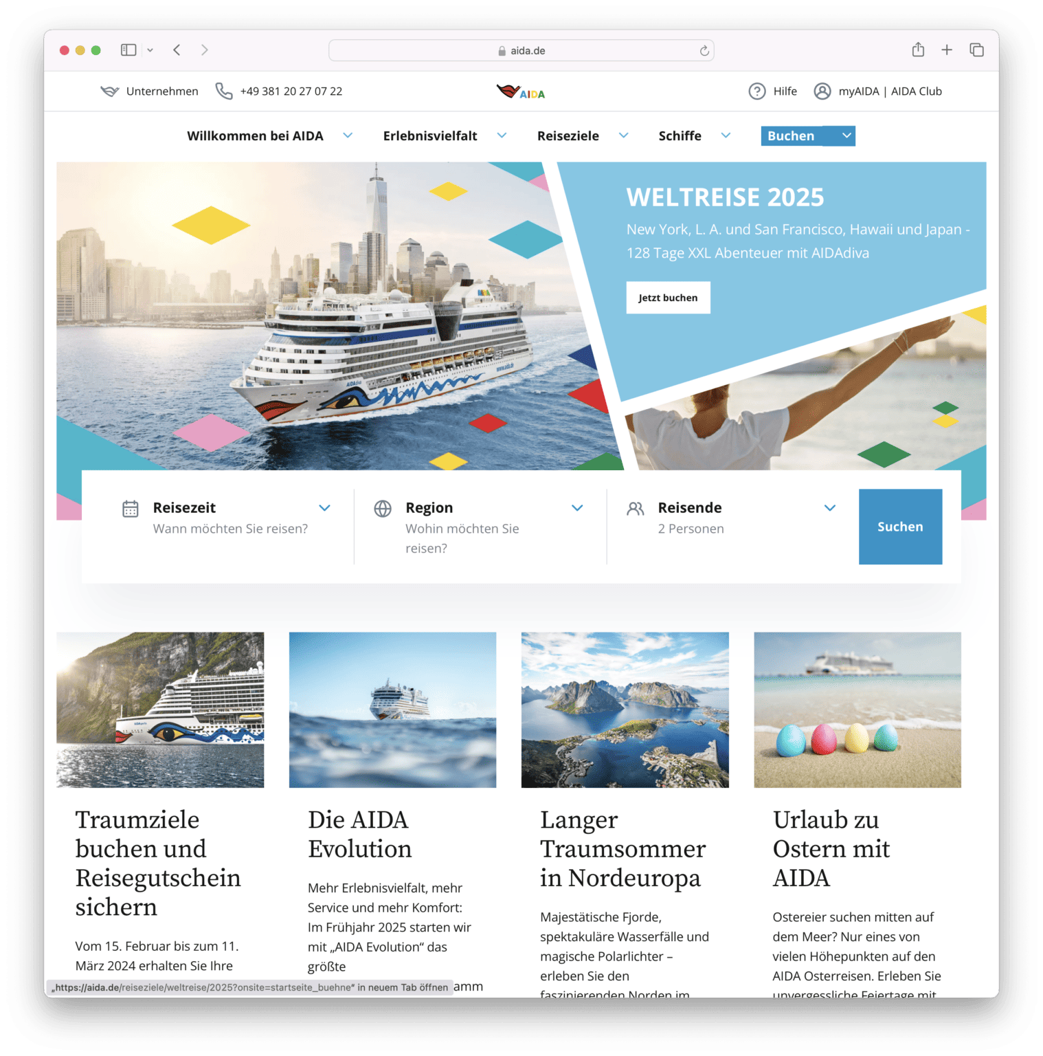 Individualsoftware Entwicklung für AIDA Cruises