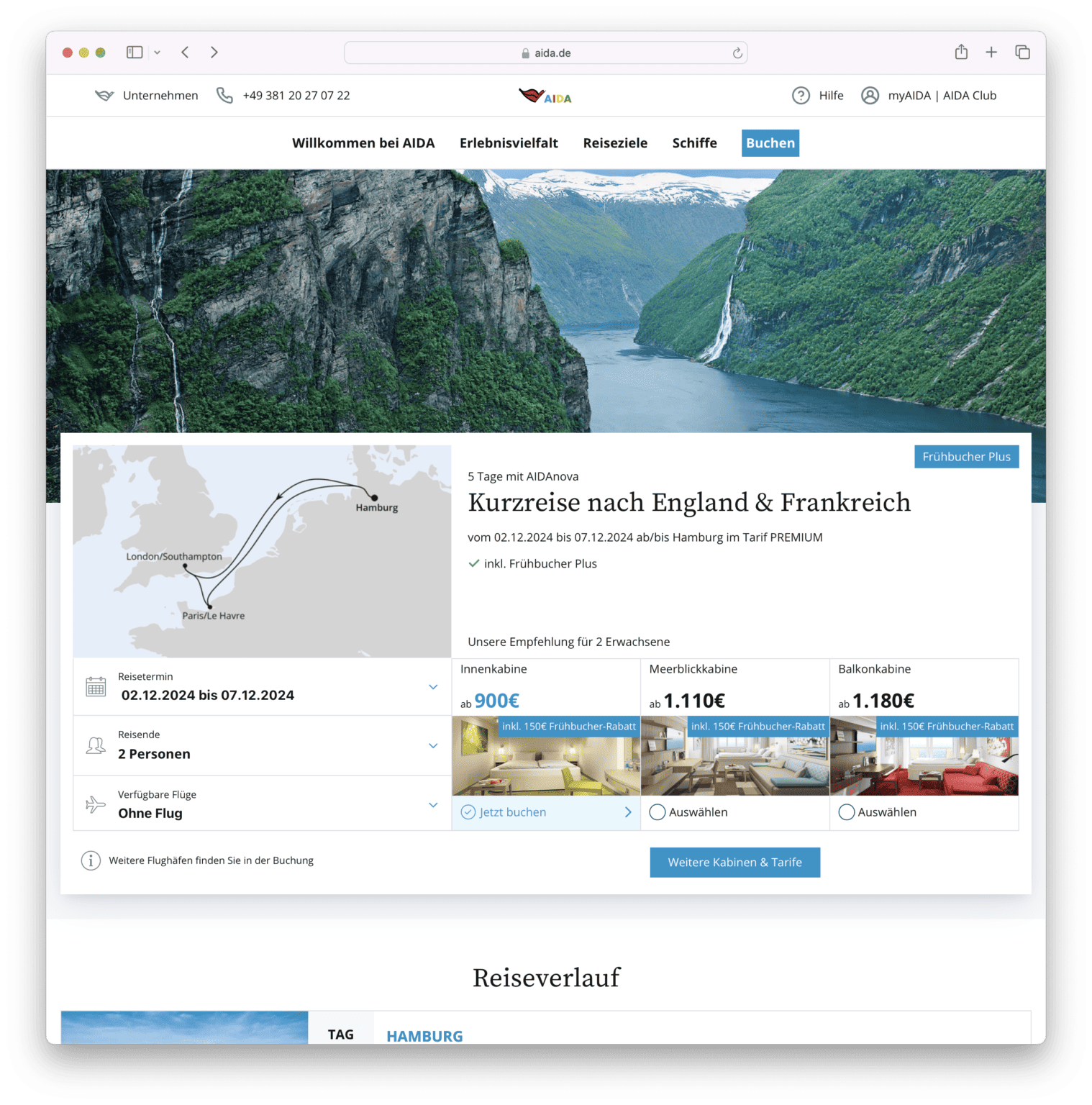 Internet Booking Engine für AIDA Cruises - Software Entwicklung