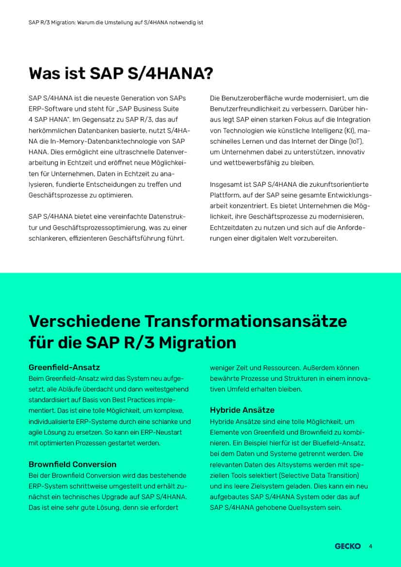 SAP R3 zu S4/HANA Migration und Transformation Whitepaper
